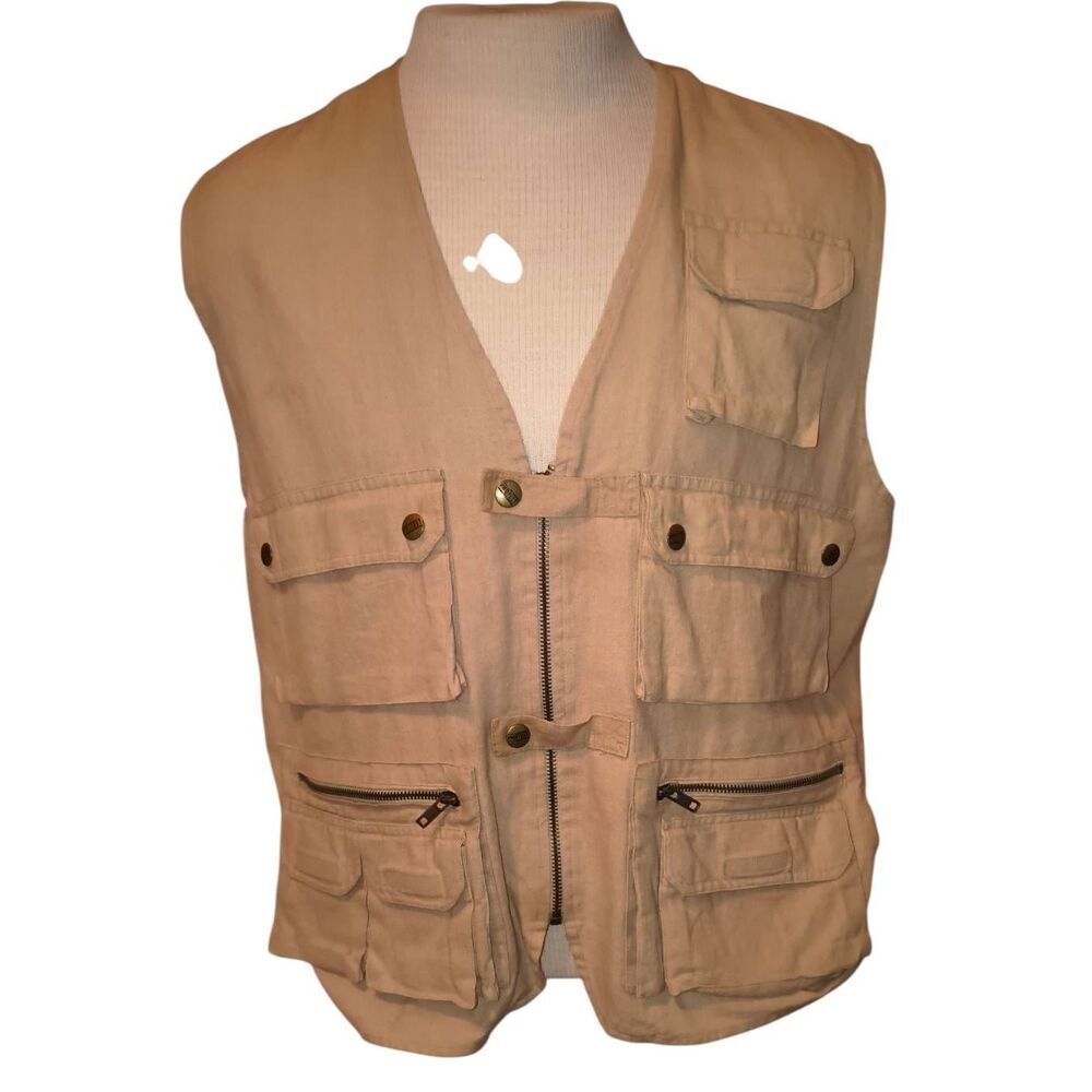 Protest Clothing Linen blend vest khaki color Size Medium practical breathable d